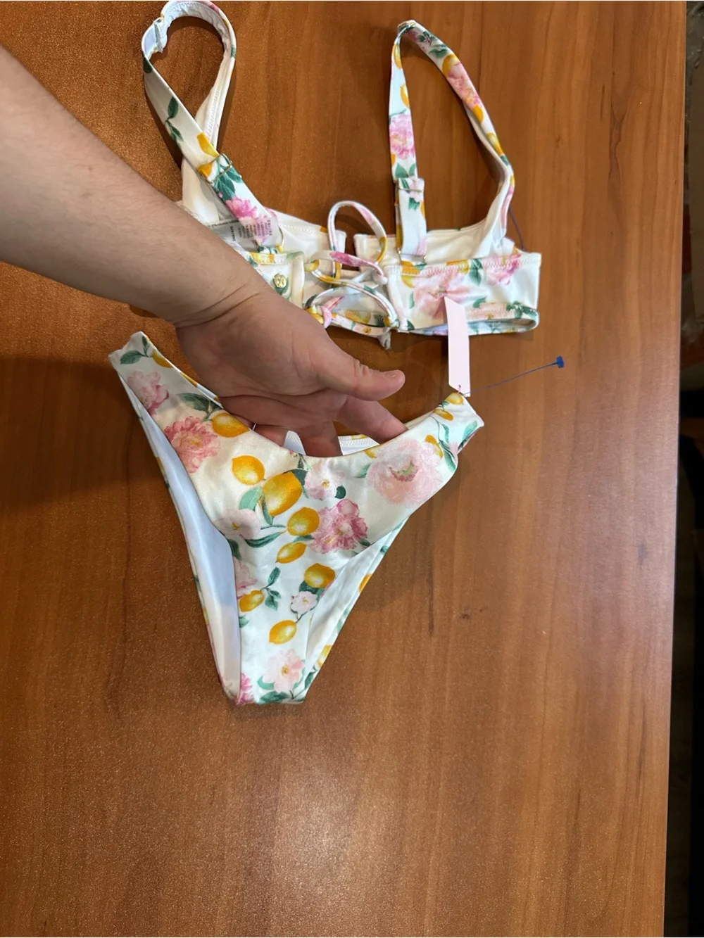 Victoria’s Secret Lemon Floral Bikini Set NWT 34A Top XS Bottom Underwire Swims